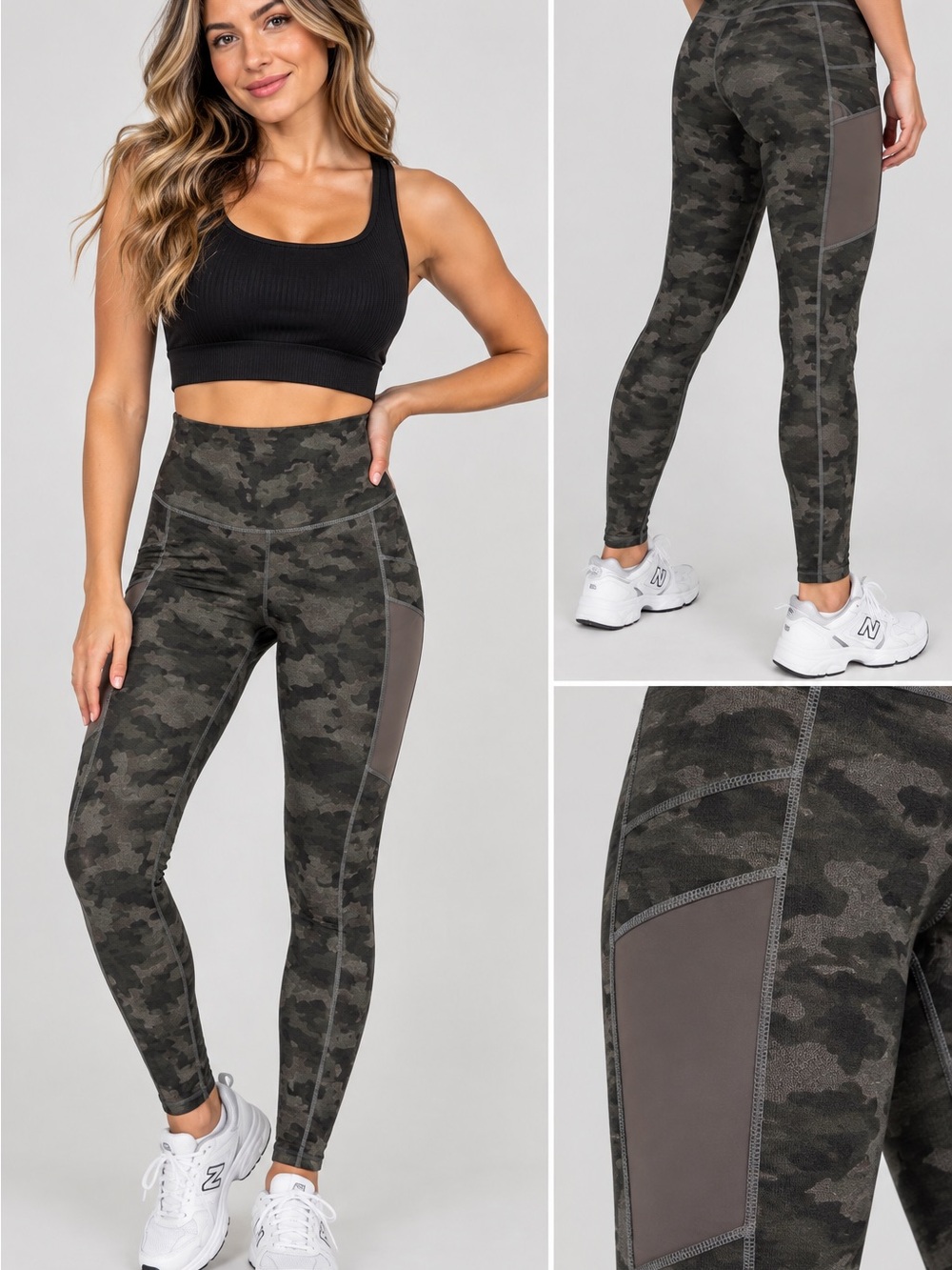 Athleta Olive Camo High-Waist Pocket Leggings